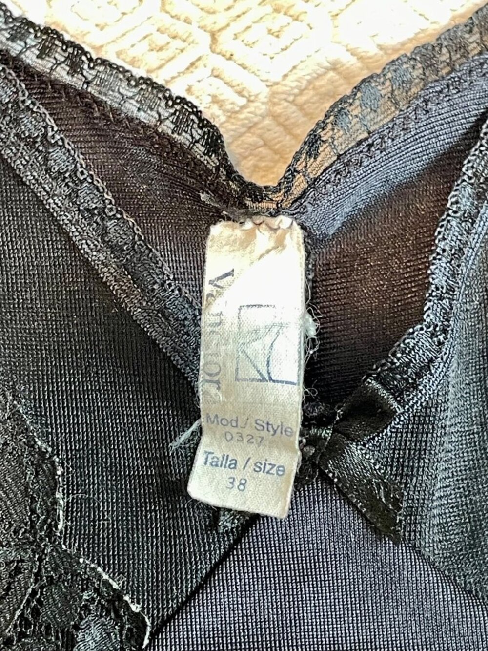 Vintage Black Lace and Sheer Mini Slip Dress Size 38 - Picture 11 of 11